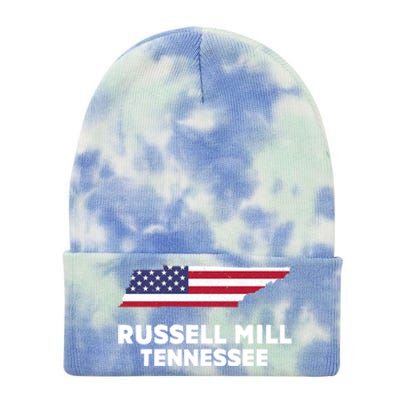 Distressed Patriotic Usa Flag Russell Mill Tennessee Cute Gift Tie Dye 12in Knit Beanie