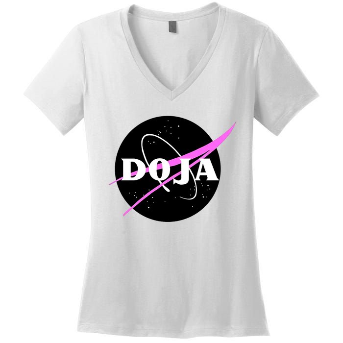 Doja Pink Universe Nasa Women's V-Neck T-Shirt