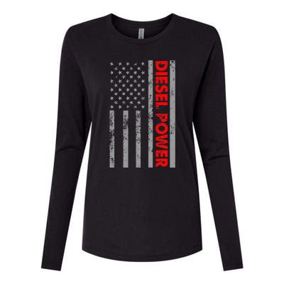 Diesel Power USA Flag Truck Turbo Brothers Mechanic Womens Cotton Relaxed Long Sleeve T-Shirt