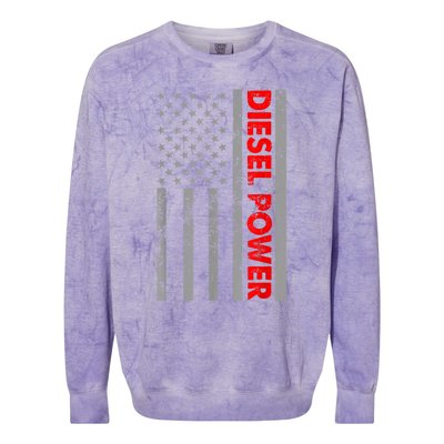 Diesel Power USA Flag Truck Turbo Brothers Mechanic Colorblast Crewneck Sweatshirt