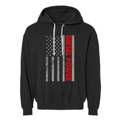 Diesel Power USA Flag Truck Turbo Brothers Mechanic Garment-Dyed Fleece Hoodie