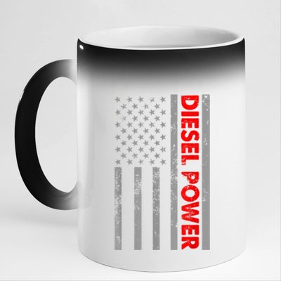 Diesel Power USA Flag Truck Turbo Brothers Mechanic 11oz Black Color Changing Mug