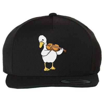 Duck Playing Violin For Violin Player Wool Snapback Cap