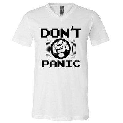 Don't Panic Video Gamer V-Neck T-Shirt