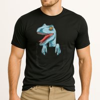 Dinosaur Pocket Velociraptor Peeking Out Pocket Dinosaur Cooling Performance Crew T-Shirt