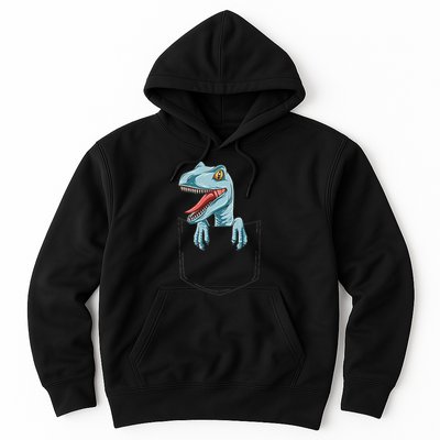 Dinosaur Pocket Velociraptor Peeking Out Pocket Dinosaur Hoodie