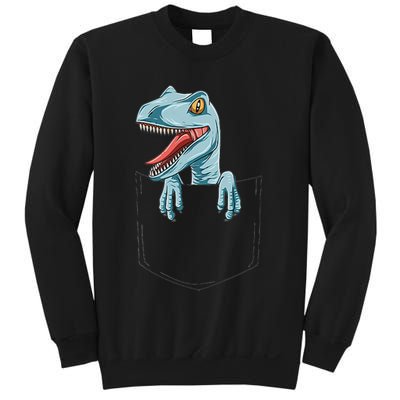 Dinosaur Pocket Velociraptor Peeking Out Pocket Dinosaur Sweatshirt