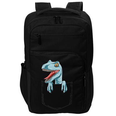 Dinosaur Pocket Velociraptor Peeking Out Pocket Dinosaur Impact Tech Backpack