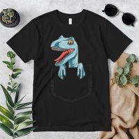 Dinosaur Pocket Velociraptor Peeking Out Pocket Dinosaur Premium T-Shirt