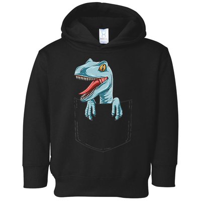 Dinosaur Pocket Velociraptor Peeking Out Pocket Dinosaur Toddler Hoodie