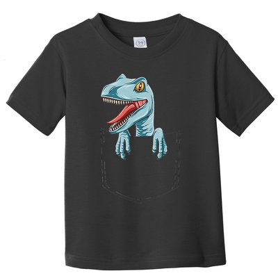 Dinosaur Pocket Velociraptor Peeking Out Pocket Dinosaur Toddler T-Shirt