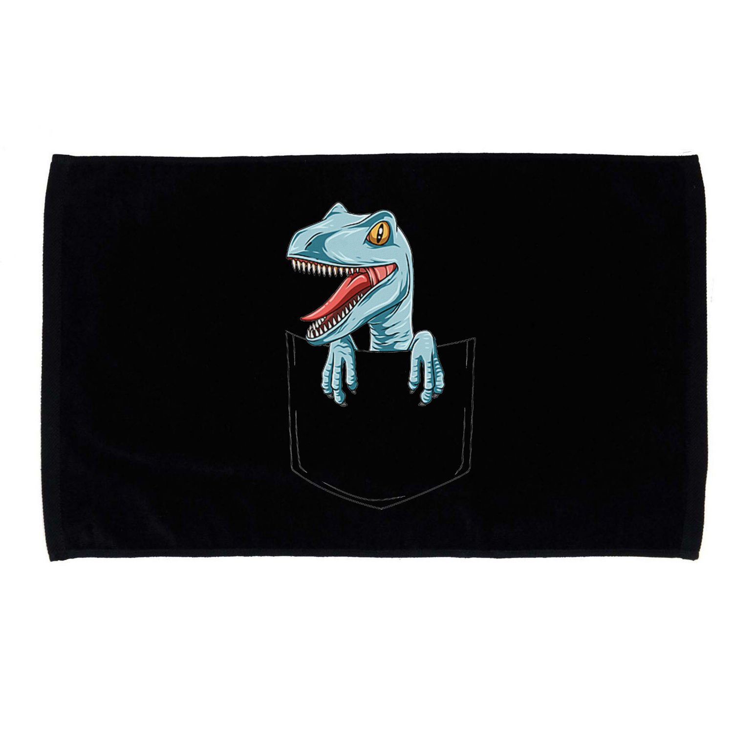 Dinosaur Pocket Velociraptor Peeking Out Pocket Dinosaur Microfiber Hand Towel