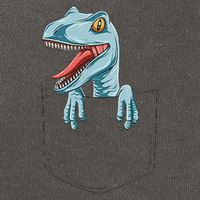 Dinosaur Pocket Velociraptor Peeking Out Pocket Dinosaur Cotton Canvas Backpack