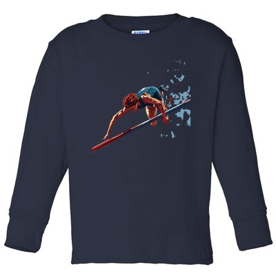 Dynamic Pole Vaulter Sports Illustration Toddler Long Sleeve Shirt