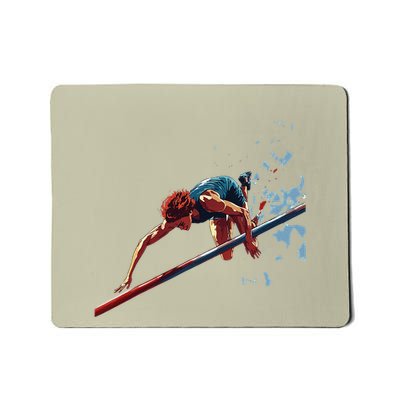 Dynamic Pole Vaulter Sports Illustration Mousepad