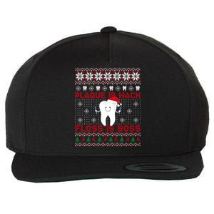 Dentist Plaque Wack Floss Is Boss Ugly Christmas Cool Gift Wool Snapback Cap