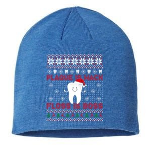 Dentist Plaque Wack Floss Is Boss Ugly Christmas Cool Gift Sustainable Beanie