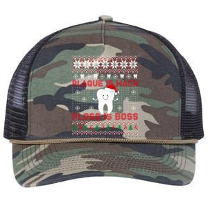 Dentist Plaque Wack Floss Is Boss Ugly Christmas Cool Gift Retro Rope Trucker Hat Cap