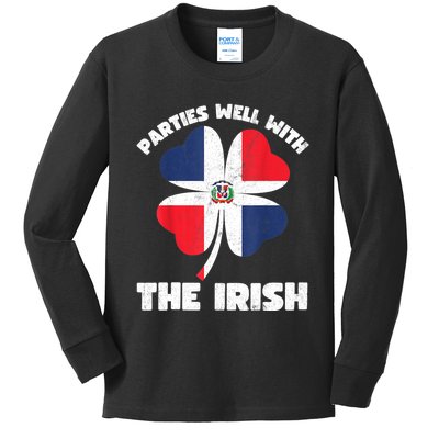 Dominican Parties Well The Irish, Dominican St Patricks Day Kids Long Sleeve Shirt