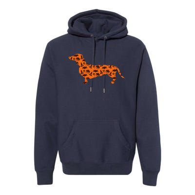 Dachshund Pumpkin Witch Bat Funny Spooky Halloween Premium Hoodie