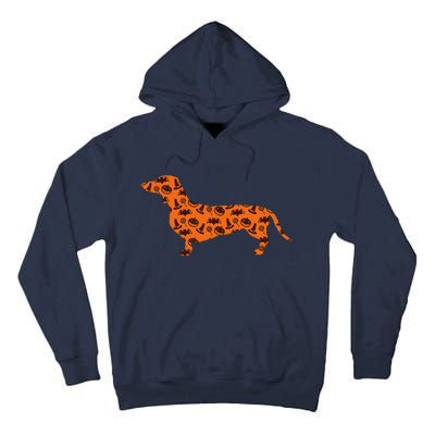 Dachshund Pumpkin Witch Bat Funny Spooky Halloween Tall Hoodie