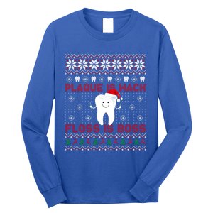 Dentist Plaque Wack Floss Is Boss Ugly Christmas Gift Long Sleeve Shirt