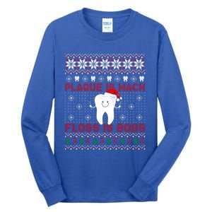 Dentist Plaque Wack Floss Is Boss Ugly Christmas Gift Tall Long Sleeve T-Shirt