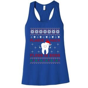 Dentist Plaque Wack Floss Is Boss Ugly Christmas Gift Women's Racerback Tank