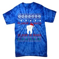 Dentist Plaque Wack Floss Is Boss Ugly Christmas Gift Tie-Dye T-Shirt