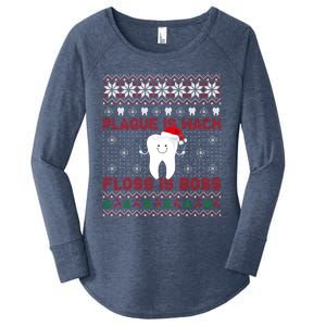 Dentist Plaque Wack Floss Is Boss Ugly Christmas Gift Women's Perfect Tri Tunic Long Sleeve Shirt