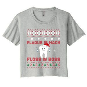 Dentist Plaque Wack Floss Is Boss Ugly Christmas Gift Women's Crop Top Tee