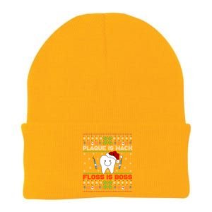 Dentist Plaque Wack Floss Is Boss Ugly Dentist Christmas Funny Gift Knit Cap Winter Beanie