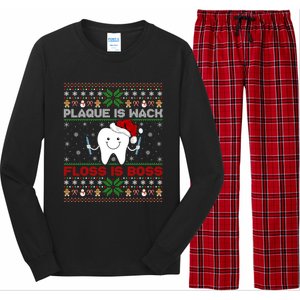 Dentist Plaque Wack Floss Is Boss Ugly Dentist Christmas Funny Gift Long Sleeve Pajama Set