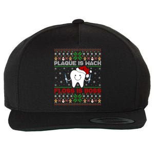 Dentist Plaque Wack Floss Is Boss Ugly Dentist Christmas Funny Gift Wool Snapback Cap