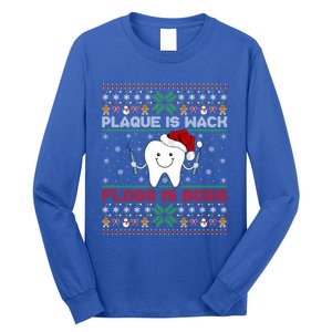 Dentist Plaque Wack Floss Is Boss Ugly Dentist Christmas Funny Gift Long Sleeve Shirt