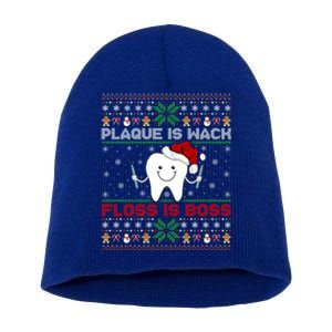 Dentist Plaque Wack Floss Is Boss Ugly Dentist Christmas Funny Gift Short Acrylic Beanie