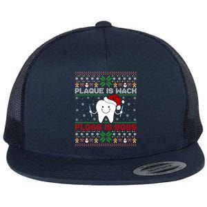 Dentist Plaque Wack Floss Is Boss Ugly Dentist Christmas Funny Gift Flat Bill Trucker Hat