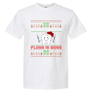 Dentist Plaque Wack Floss Is Boss Ugly Dentist Christmas Funny Gift Garment-Dyed Heavyweight T-Shirt