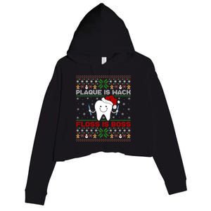 Dentist Plaque Wack Floss Is Boss Ugly Dentist Christmas Cool Gift Crop Fleece Hoodie