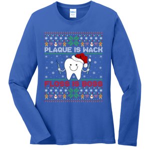 Dentist Plaque Wack Floss Is Boss Ugly Dentist Christmas Cool Gift Ladies Long Sleeve Shirt