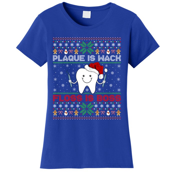 Dentist Plaque Wack Floss Is Boss Ugly Dentist Christmas Cool Gift Women's T-Shirt