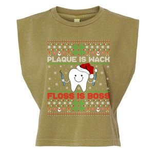 Dentist Plaque Wack Floss Is Boss Ugly Dentist Christmas Cool Gift Garment-Dyed Women's Muscle Tee