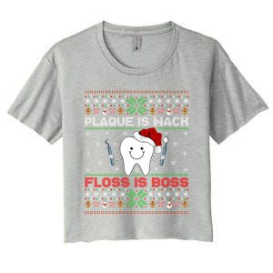 Dentist Plaque Wack Floss Is Boss Ugly Dentist Christmas Cool Gift Women's Crop Top Tee