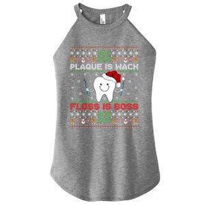 Dentist Plaque Wack Floss Is Boss Ugly Dentist Christmas Cool Gift Women's Perfect Tri Rocker Tank