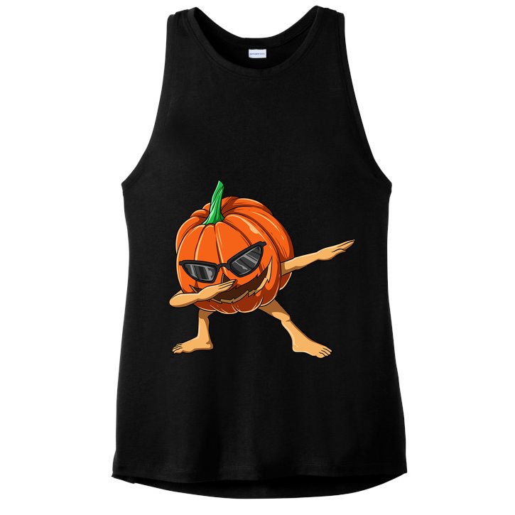 Dabbing Pumpkin With Glasses Halloween Pumpkin Dabbing Dab Gift Ladies PosiCharge Tri-Blend Wicking Tank