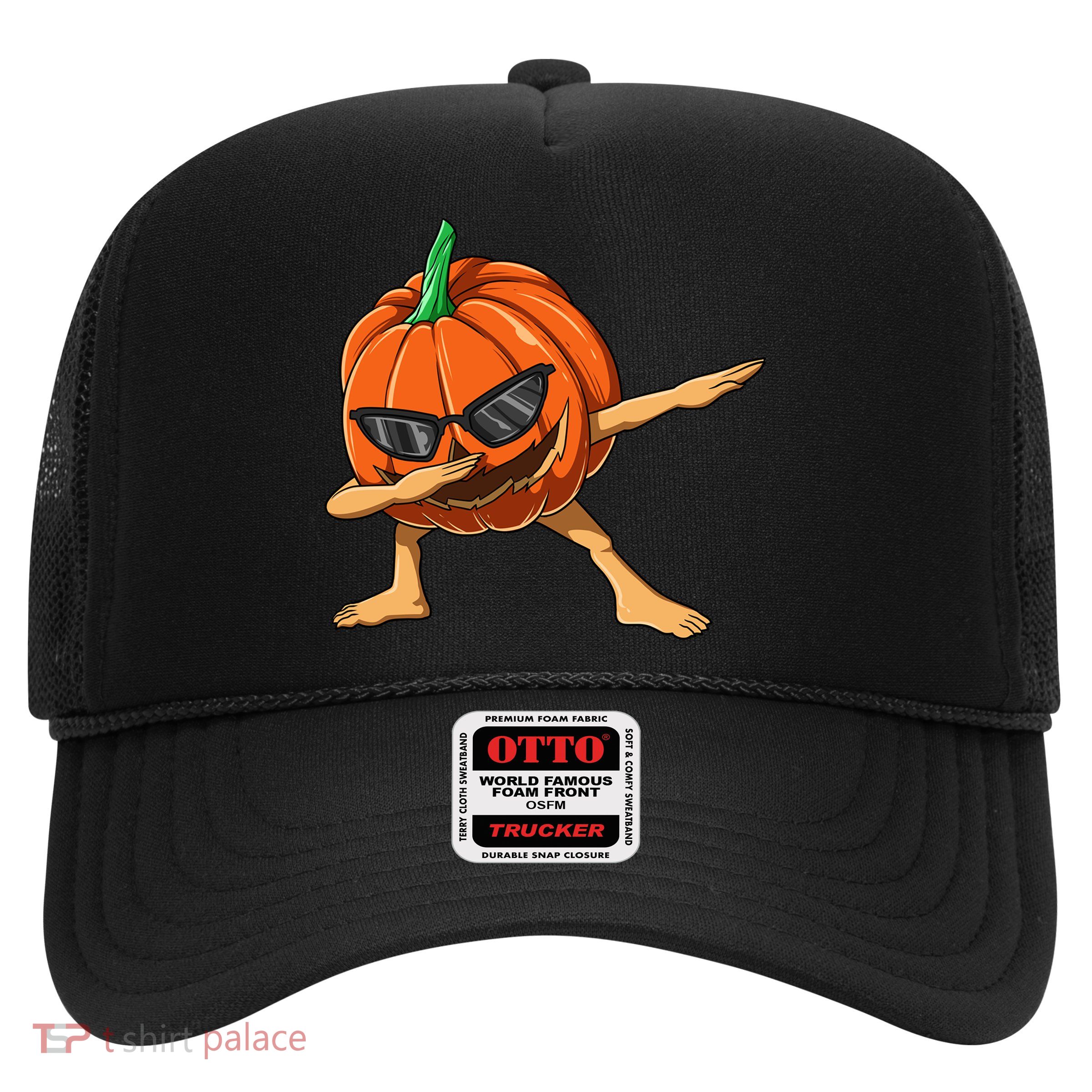 Dabbing Pumpkin With Glasses Halloween Pumpkin Dabbing Dab Gift Trucker Hat