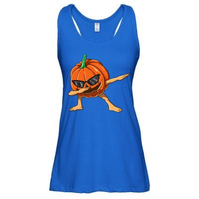 Dabbing Pumpkin With Glasses Halloween Pumpkin Dabbing Dab Gift Ladies Essential Flowy Tank