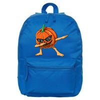 Dabbing Pumpkin With Glasses Halloween Pumpkin Dabbing Dab Gift 16 in Basic Backpack