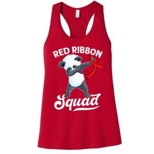 Dabbing Panda We Wear Red For Red Ribbon Week Awareness Women's Racerback Tank