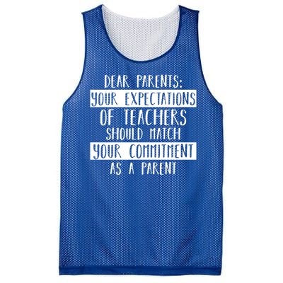 Dear Parent Your Expectations Teacher Gift Back To School Gift Mesh Reversible Basketball Jersey Tank